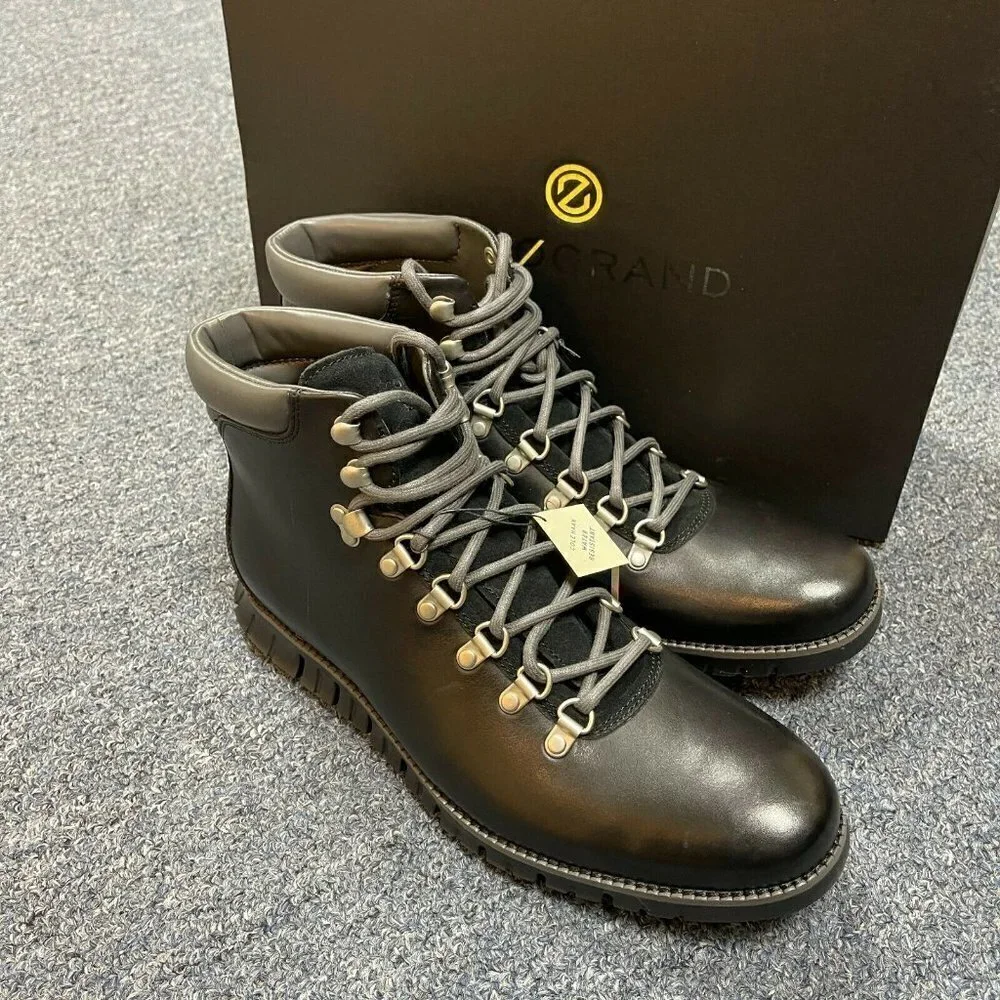 NIB Cole Haan Zerogrand Men's Causal Waterproof Black Leather Hiker Boot #C35594